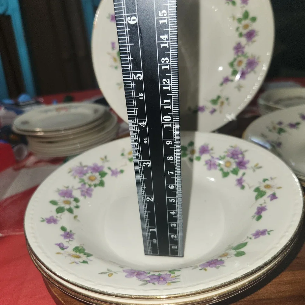 Set of 8 Homer Laughlin Eggshell Georgian Purple Floral Dessert Fruit Bowls USA
